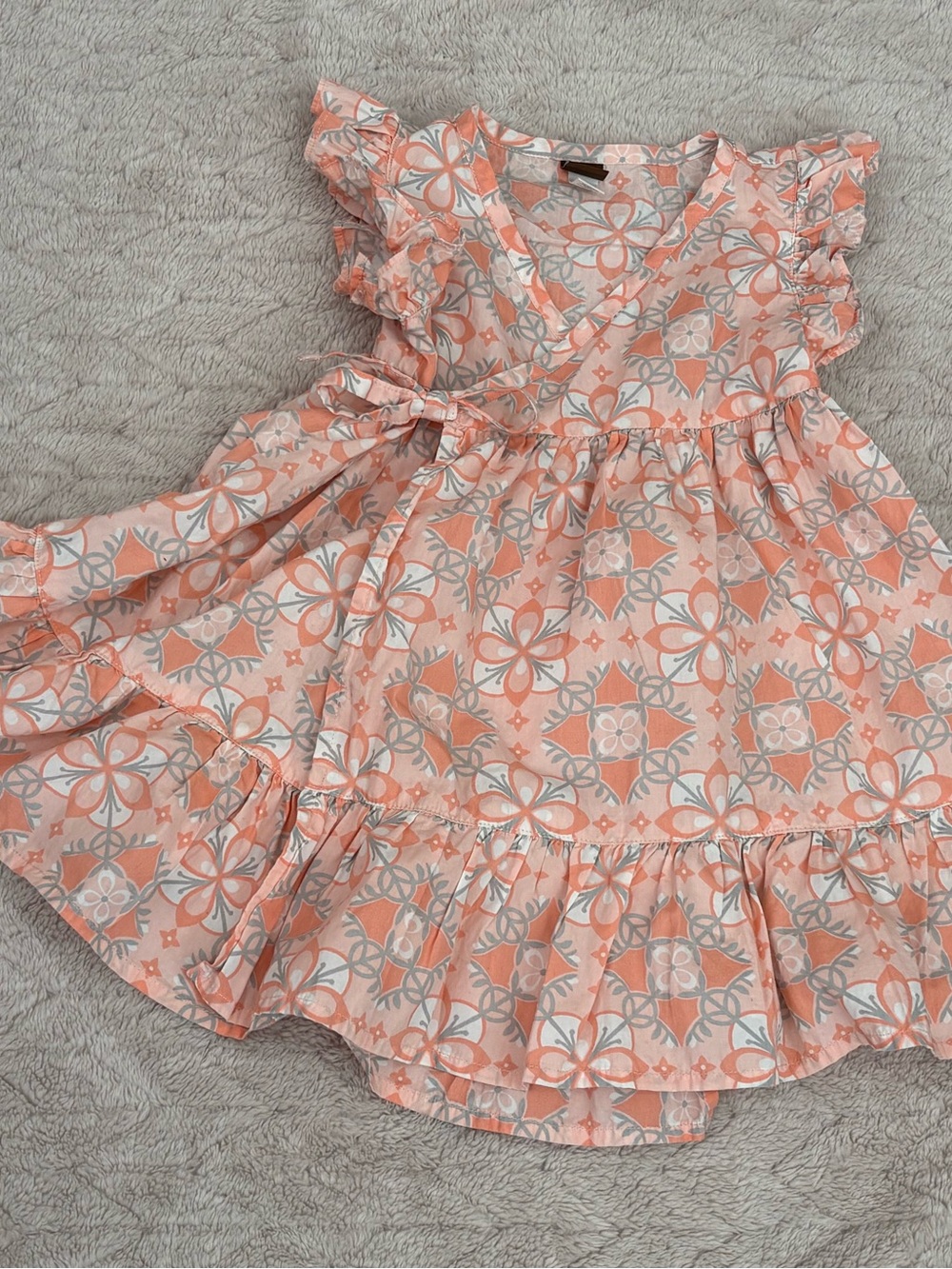 Girls' Peach Floral Wrap Dress - Kids Dresses by TEA